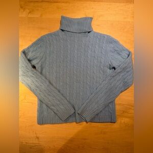 Lord and Taylor 100% Cashmere Light Blue Turtleneck Sweater